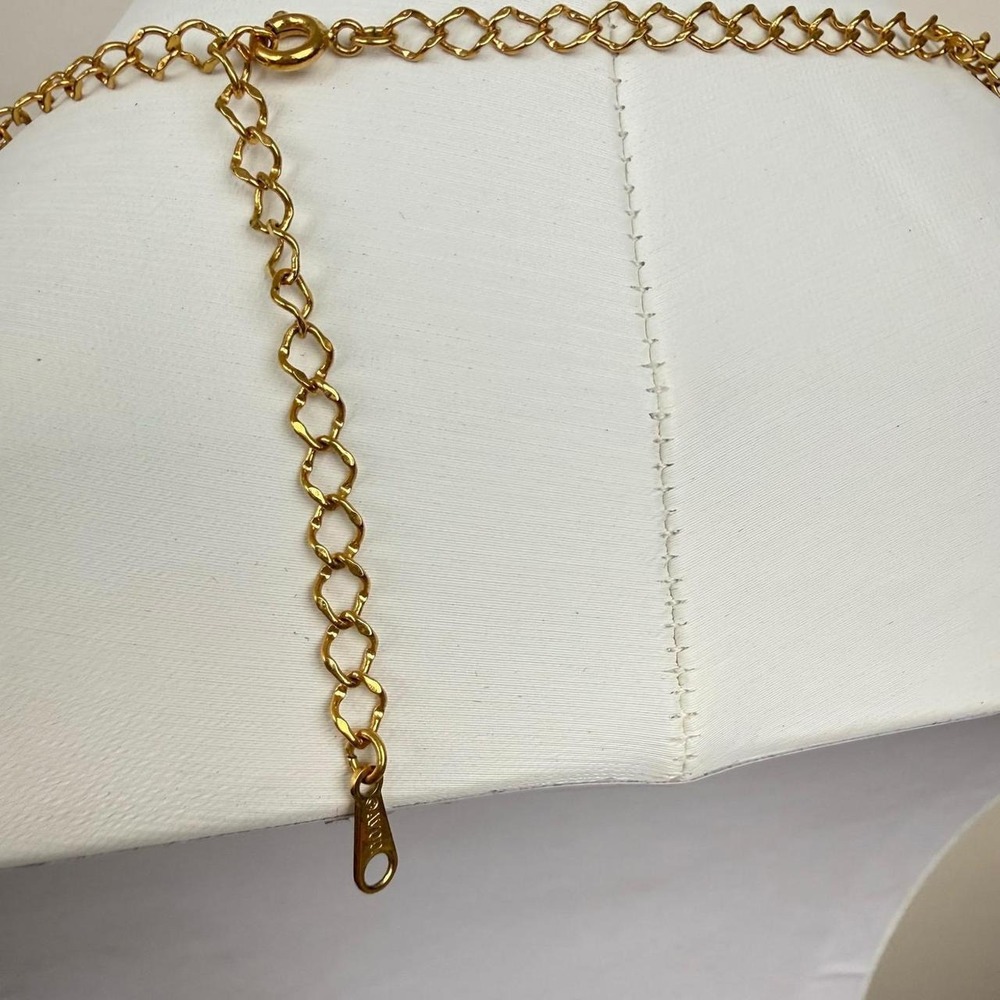 Avon Gold Tone Necklace Peach Bead Cage Wrap Vintage Chain - Picture 4 of 5